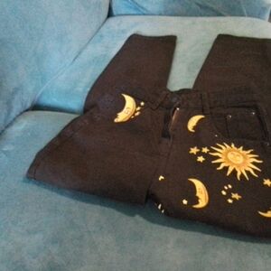 Black and Yellow Cosmic Pattern Jeans